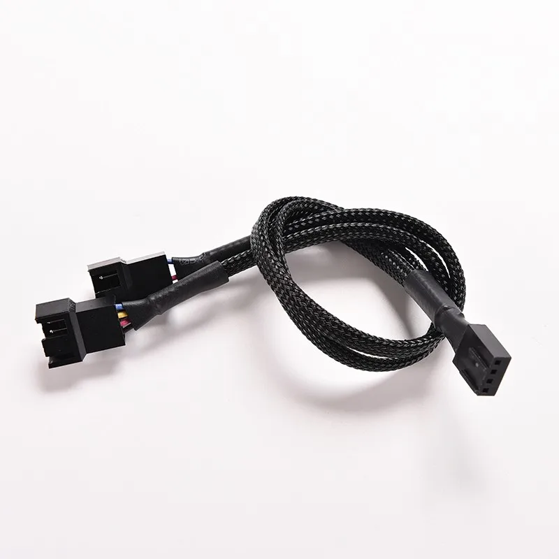 500pcs lots 4Pin PWM To 3/4 Dual PWM Computer Case Fan Power Sleeved Adapter Cable for CPU