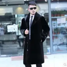 S-6x Горячая новинка года Для мужчин одежда Меховые Пальто имитация норки ворсинки теплые осенне-зимние длинные узор Верхняя одежда Большие размеры костюмы