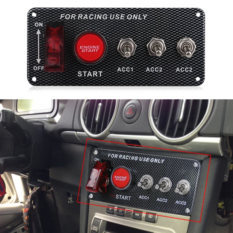 

Car Auto Toggle Switches 12v Ignition Switch Panel Engine Start Push Button Carbon Fiber Car Led Toggle Switch For Auto