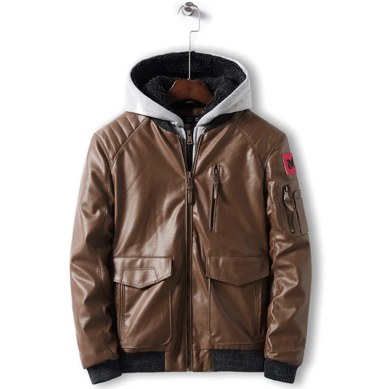 Dropshipping Winter New Men Hooded Leather Jacket Men's Casual Thicken Warm Motorcycle PU Leather Jackets Coat Male Clothing Dropshipping Winter New Men Hooded Leather Jacket Men's Casual Thicken Warm Motorcycle PU Leather Jackets Coat Male Clothing