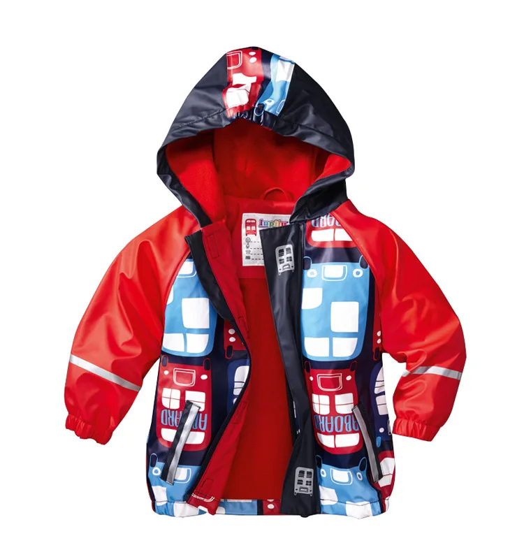 Г. Осенне-зимние куртки из искусственной кожи для маленьких мальчиков водонепроницаемая ветрозащитная дышащая верхняя одежда флисовое дождевик с капюшоном для детей от 2 до 8 лет - Цвет: red car