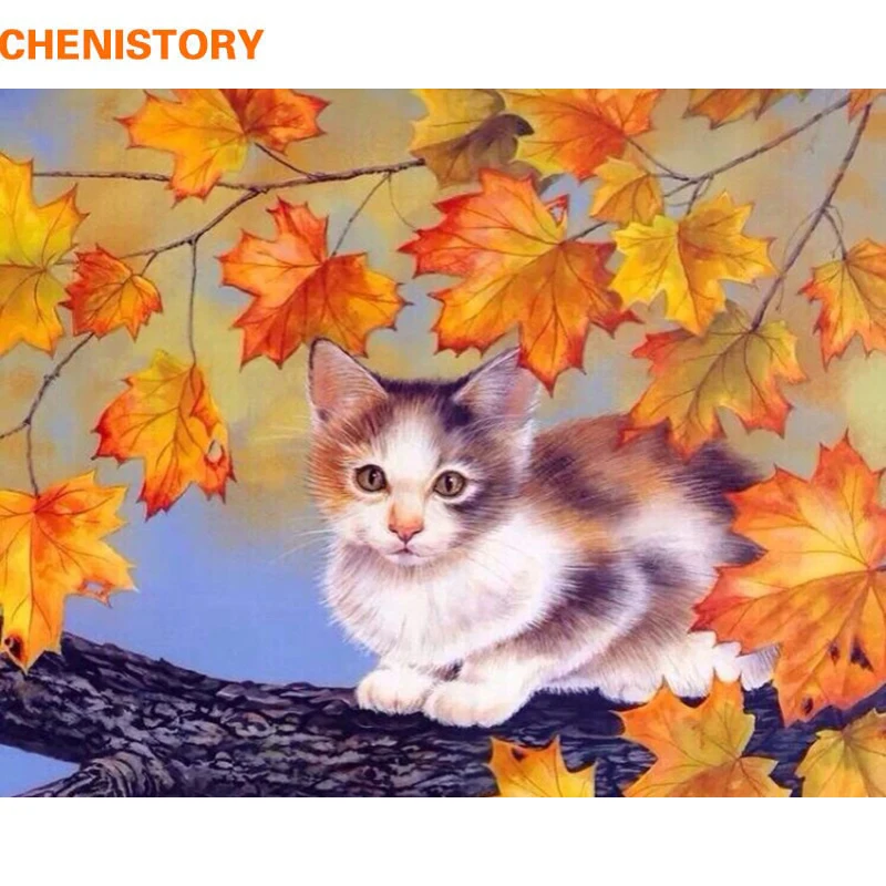 CHENISTORY Cat DIY Краска по номерам современное настенное художественное изображение