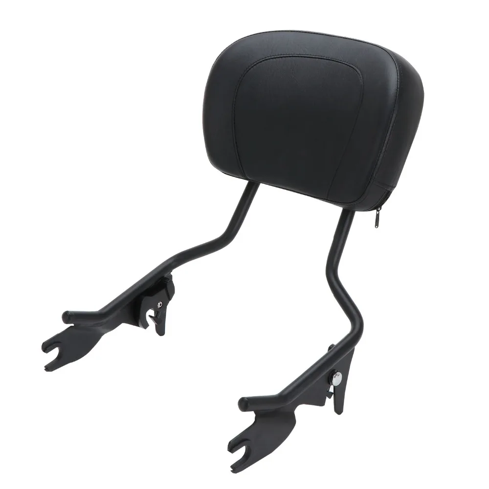Black Sissy Bar Upright Passenger Backrest w/ Pad For Harley Touring