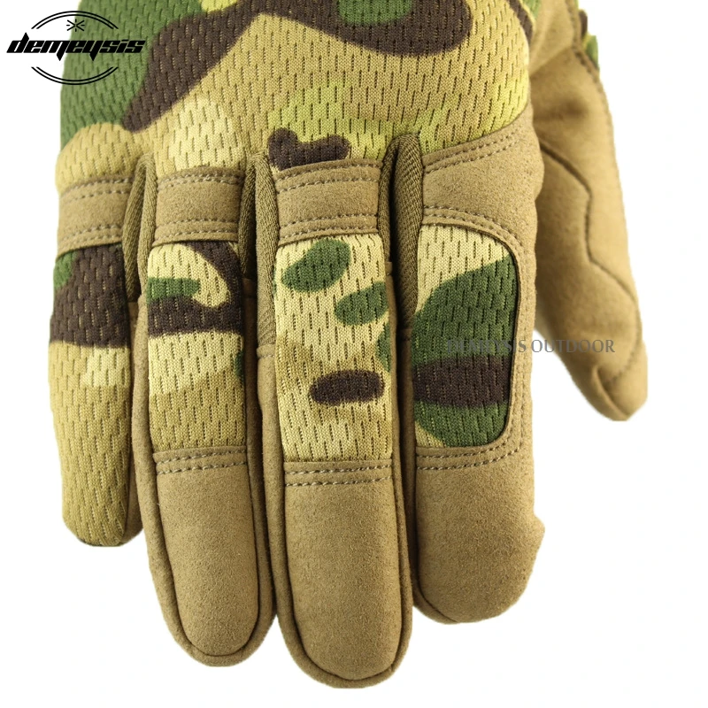 Тактические Мультикам перчатки Военная армия Пейнтбол страйкбол полный палец перчатки стрельба камуфляж Спорт полный палец перчатки