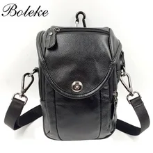 Для мужчин натуральная кожаная сумка маленькая сумка-почтальон упаковка для мобильного телефона сумка крюк петли пояса карман с клапаном из натуральной кожи с клапаном черный поясная сумка