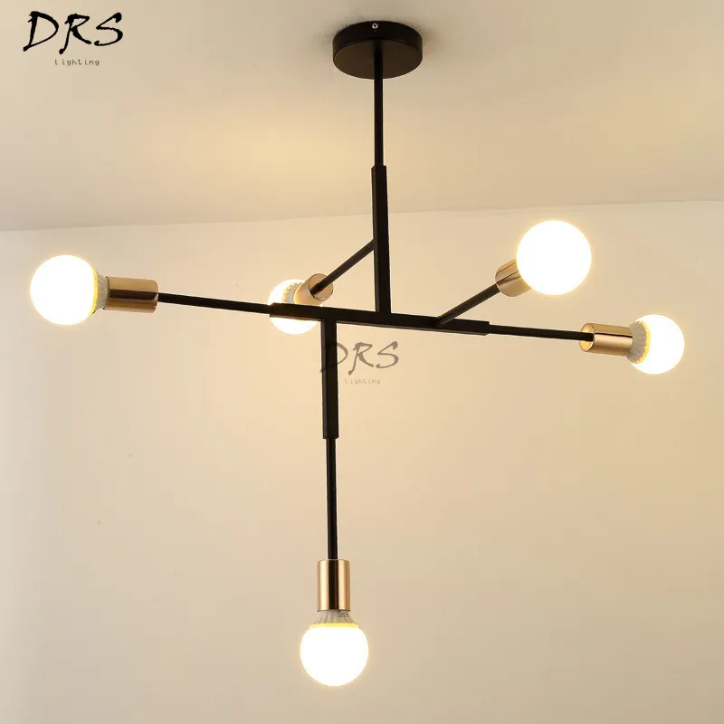 

Postmodern Simplicit Black/Gold Chandelier Lights Modern for Living Room Lamparas Colgantes Metal Body Hanglamp Lighting Lustre