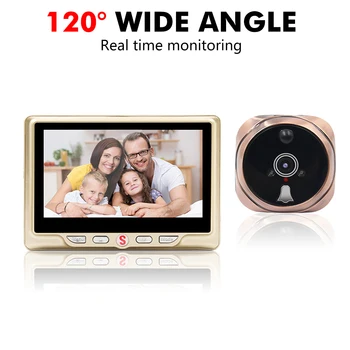 

4.3" LCD Screen Door Camera Digital Doorbell Non-removable Battery Motion Detect Door Peephole Viewer Clear Night Version
