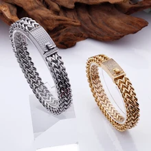 GNAYY абсолютно список золото/Силер из нержавеющей стали AAA Кристаллы двойной Фигаро браслет цепочка 12 мм 23 см(9 '') для женщин и мужчин