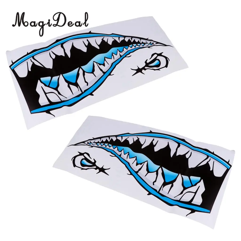 MagiDeal 2Pcs Large Waterproof Shark Teeth Mouth Decals Sticker for Kayak Fishing Dinghy Boat Surfboard Car Truck Bumper Laptop