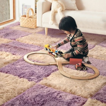 

RAYUAN 1pc Square Plush Water Absorption Carpet DIY Puzzle Mat Warm Soft Area Rug Anti Slip Children Baby Play Mats Playmat