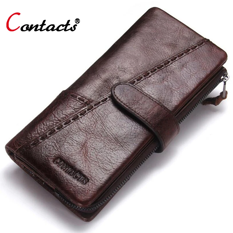 

Contact's Brand Long Men Wallet Genuine Leather Wallet Man Coin Purse Male Clutch Bag Credit Card Holder Money Bag Phone Pocket
