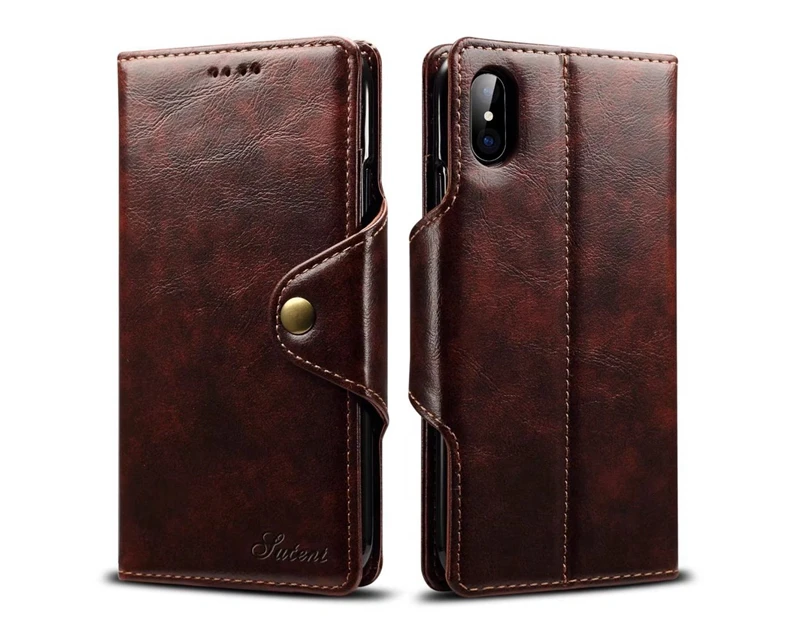 Новинка! Кожаный чехол в стиле ретро для iPhone Xs, 7, 8 Plus, с отделениями для карт, с пряжкой, чехол для iPhone X, деловой мужской чехол-кошелек из искусственной кожи