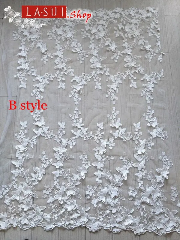Новинка 1 ярд/1 лот 3D Двойная кружевная вышивка бабочки молочный шелк мягкая сетка