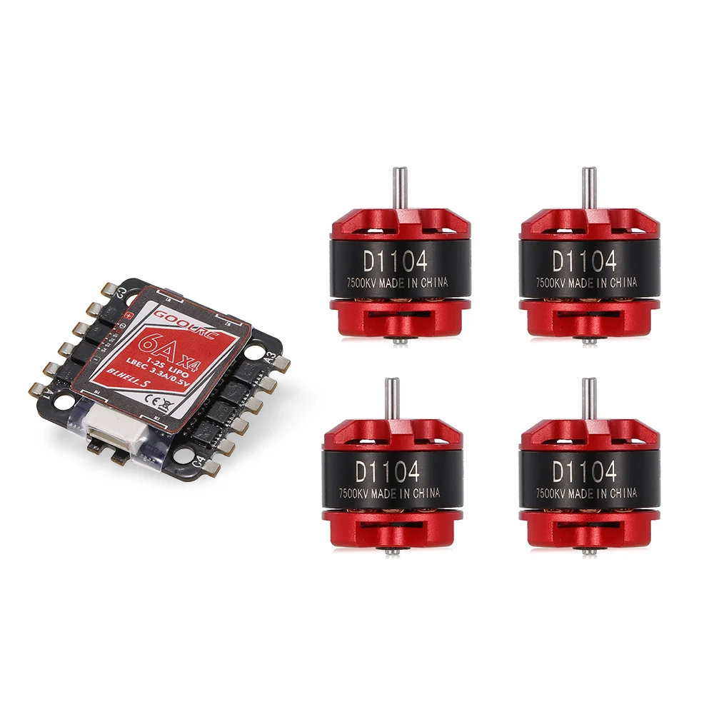 

Original GoolRC 4 in 1 6A ESC BLHeli_S BEC Oneshot125 Multishot and D1104 7500KV Brushless Motor Kit for Racing Quadcopter