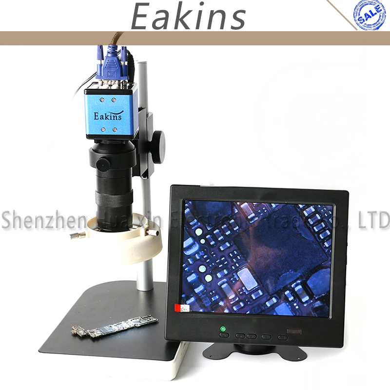 

2.0MP 1/3-inch Sensor Digital Industrial Microscope Camera VGA Output+100X C-mount Lens+56 LED ring Light+Stand holder+8" LCD