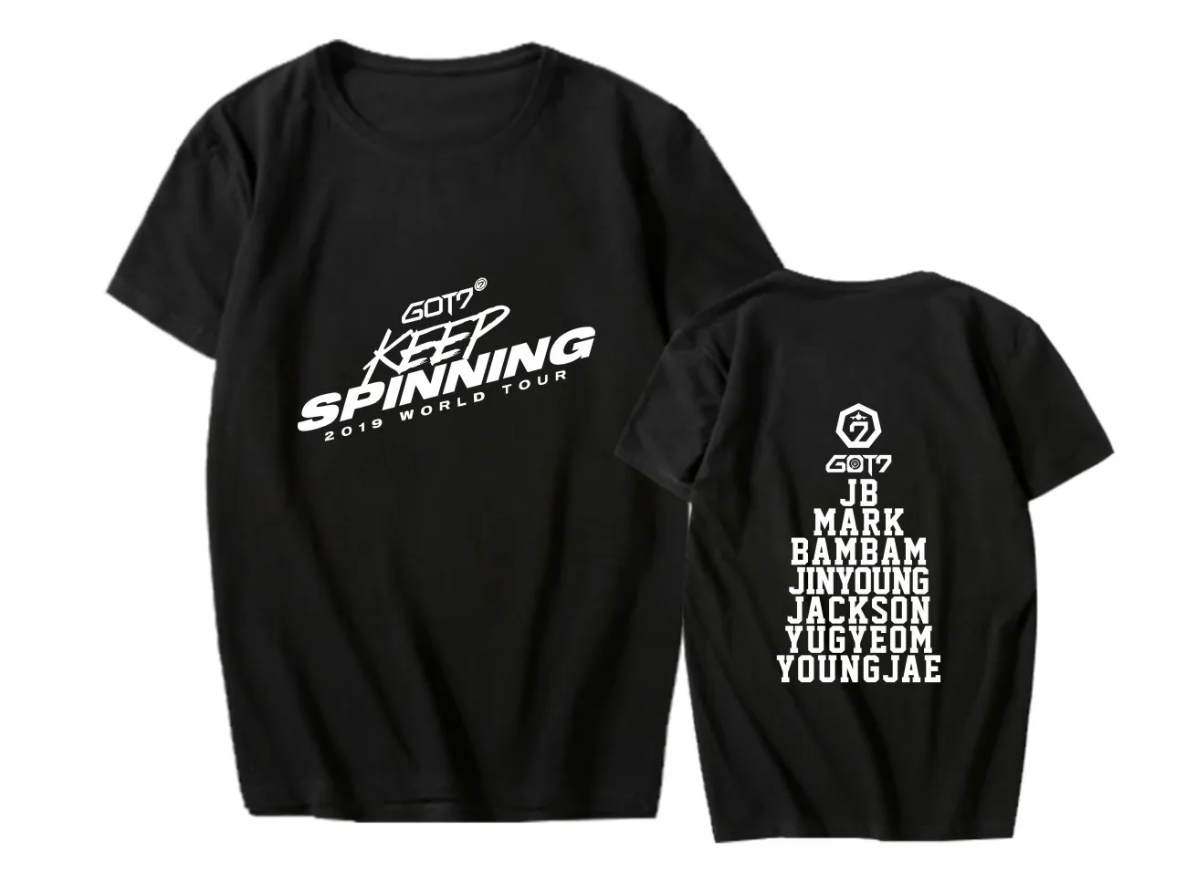 

New kpop World tour Keep Spinning Short sleeve t-shirt kpop Got7 Jackson tshirt men and women Love heart printing tops