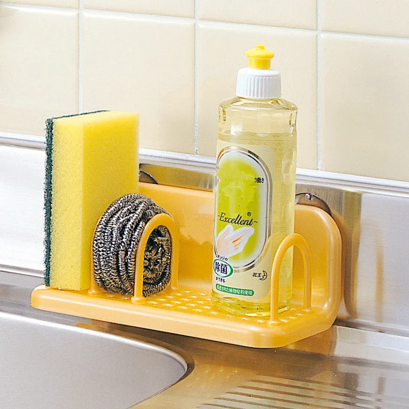 Kitchen Rack Plastic Sponge Sink Shelf Soap Sponge Drain Rack Suction Cup Dish Cloths Holder Bathroom Holder Kitchen Storage
