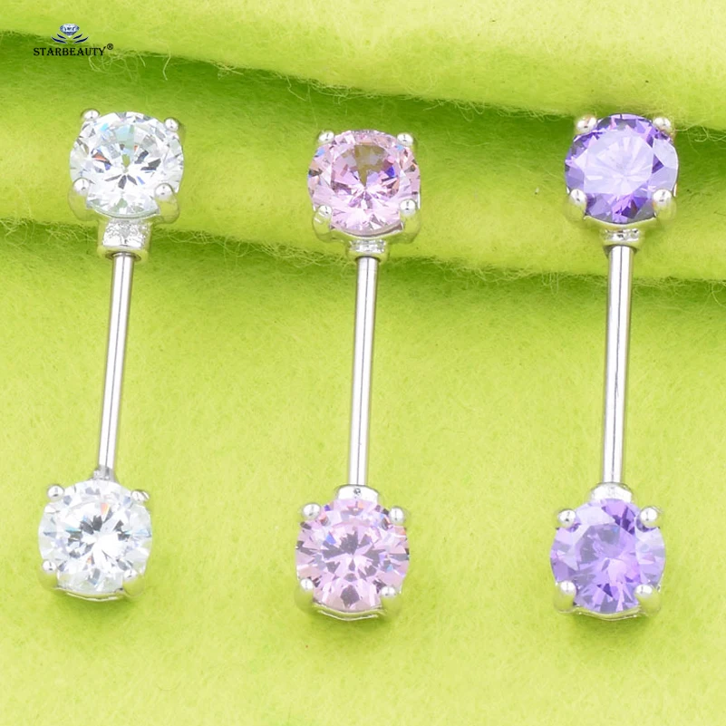 1 Pair High Quality 7mm Pink White AAA Zircon Nipple Piercing Shields