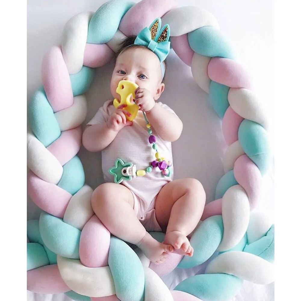 

1.5M Length Knot Newborn Baby Bed Bumper Long Knotted Braid Infant Room Crib Decor Baby Bumpers