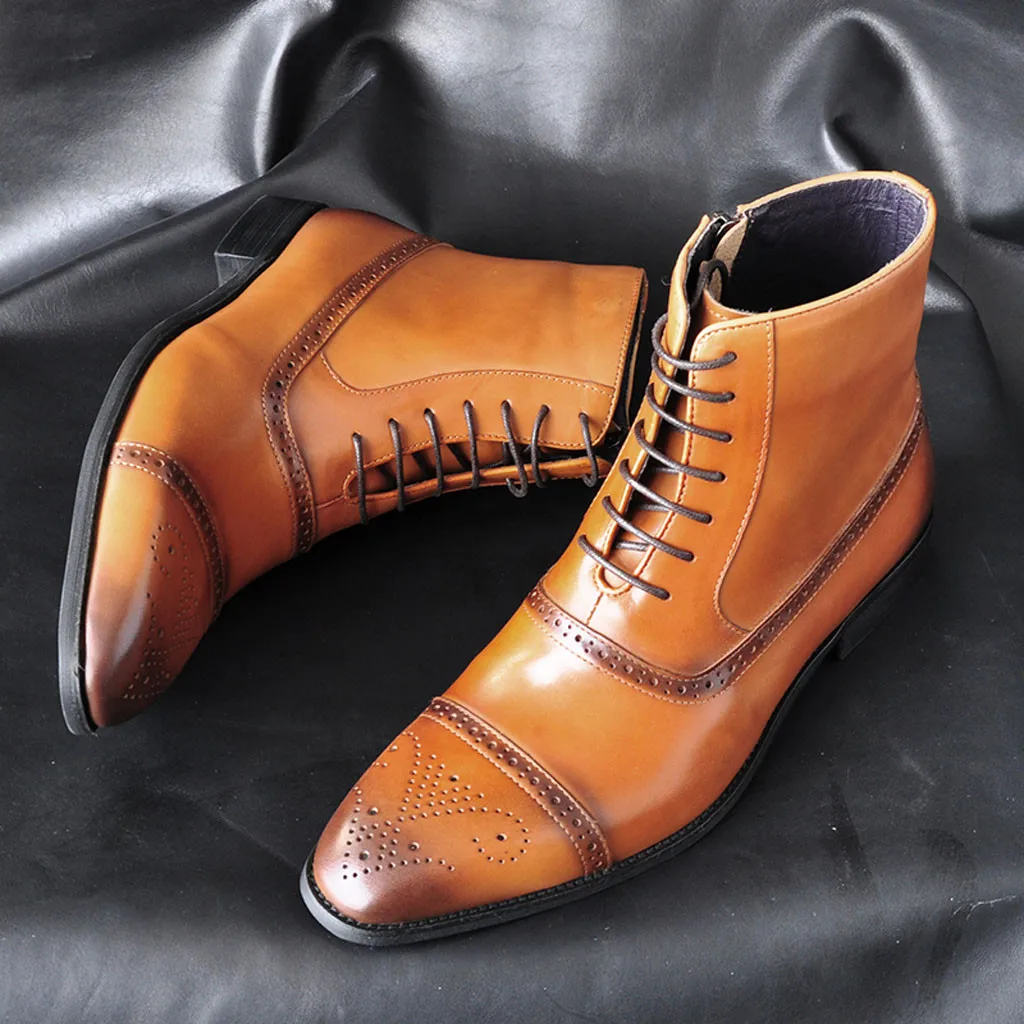 Осенне-зимняя обувь мужские ботинки наивысшего качества зимние водонепроницаемые деловые ботинки из натуральной кожи Резиновая Обувь На Шнуровке Прямая поставка#6