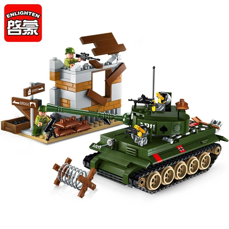 

ENLIGHTEN 1711 Military Tiger Fighter Tank Building Blocks Brick Set Compatible LegoIN Playmobil Toys For Children