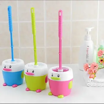 

4 Colors Fashion Creative Toilet brush Cartoon Toilet Cleaning Brush Personality Design Toilet Brush With Seat Set Combination