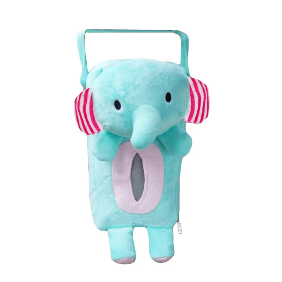 Cute Animal Car Ornaments Hanging Accessories for Girls Tissue Box Back Napkin Paper Towel Box Covers Case 4 Colors - Название цвета: Elephant