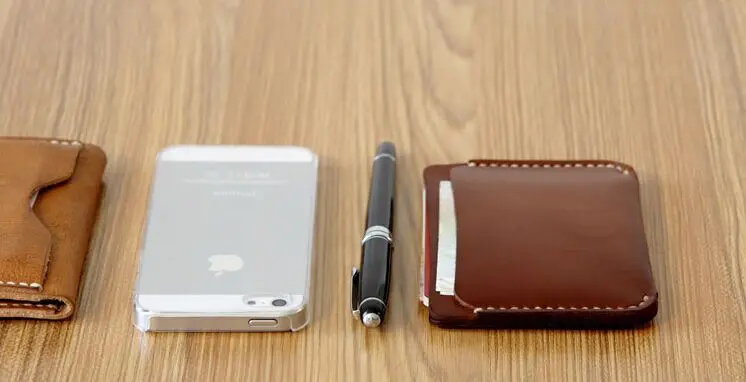 Mens Leather Business Card Holder Clip Slim Wallet Drivers License