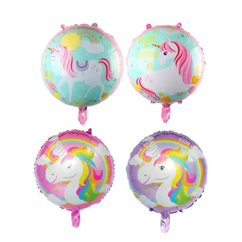 

KUAWANLE 50pcs/lot 18inch Cartoon Unicorn Balloon Anagram Rainbow Foil Helium Balloons Birthday Party Decoration Globos Toys