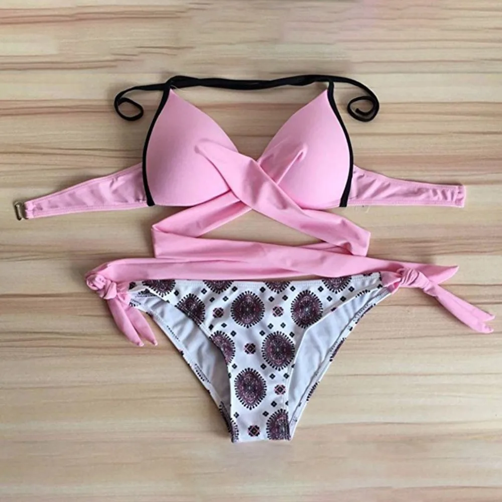 New Candy Color Sexy Lady Two piece Bikini Set High Elasticity Cross