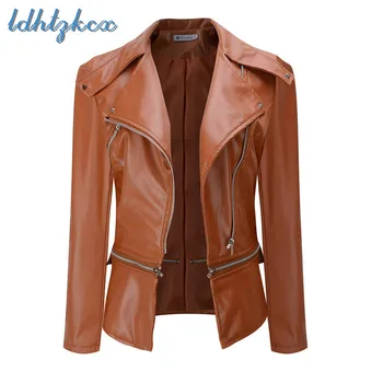 

Leather Coat Women Pink Plus Size Long Sleeve Jackets 2018 Autumn Winter Europe America Streetwear Zipper Coats Feminino LD681