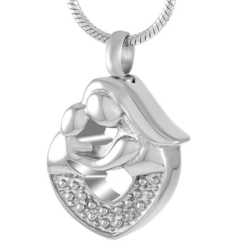

IJD8659 Mom and Child Heart Pendant New Design Stainless Steel Cremation Jewelry Keepsake Memorial Urn Necklace for Human Ashes
