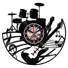 Акустическая гитара настенные художественные настенные часы музыкальный инструмент настенная для домашнего интерьера Декор Виниловая пластинка настенные часы рок-н-ролл музыкальный подарок