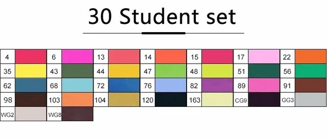 Touchfive 30/40/60/80/168 Цвета фломастер для скетчей комплект два маркера кисть для рисования манга Архитектура дизайн товары для рукоделия - Цвет: 30 student set