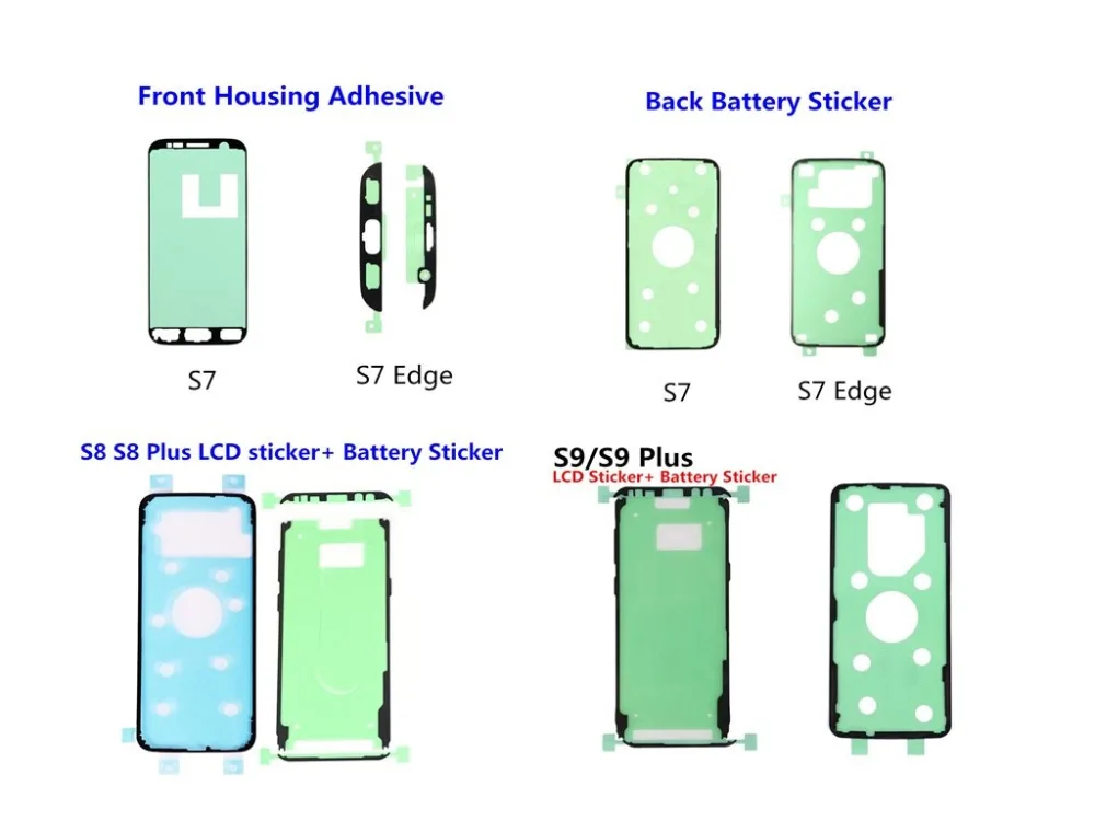 

Sticker For Samsung Galaxy Note 9 8 5 S6 S7 Edge S8 S9 S10 Plus Front LCD Frame + Rear Battery Cover Door Adhesive Tape Sticker