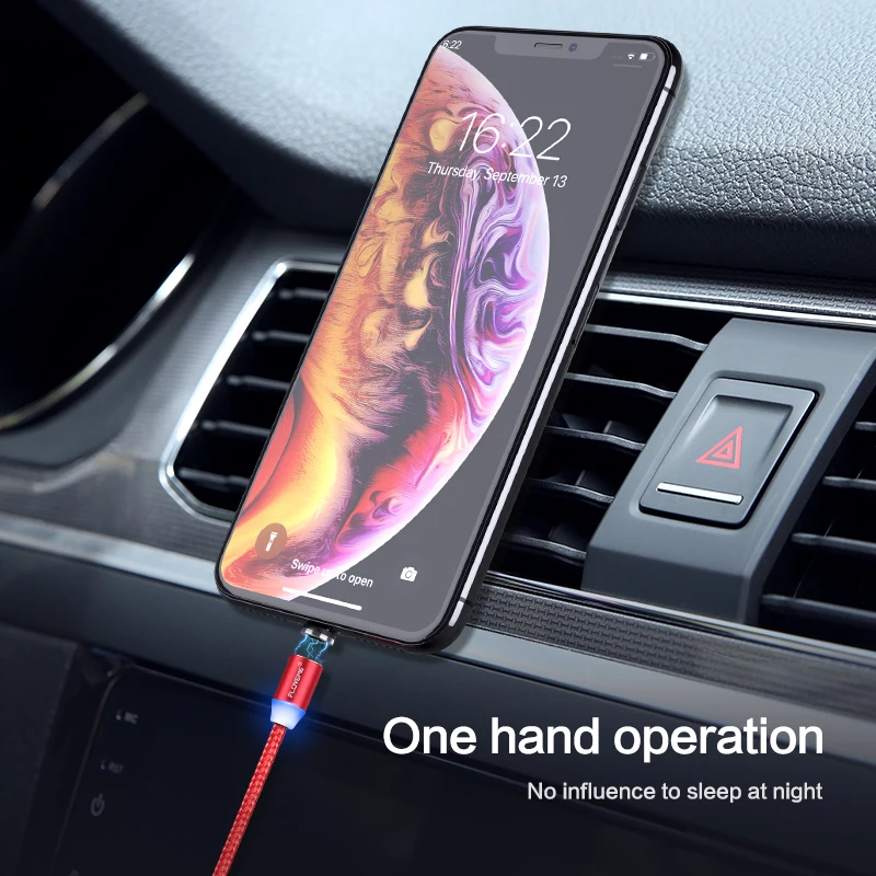 FLOVEME 1 M/2 M LED Magnetic USB Kabel Micro USB/Typ C/Für Apple iPhone 11 7 8 XR Magnet Ladegerät