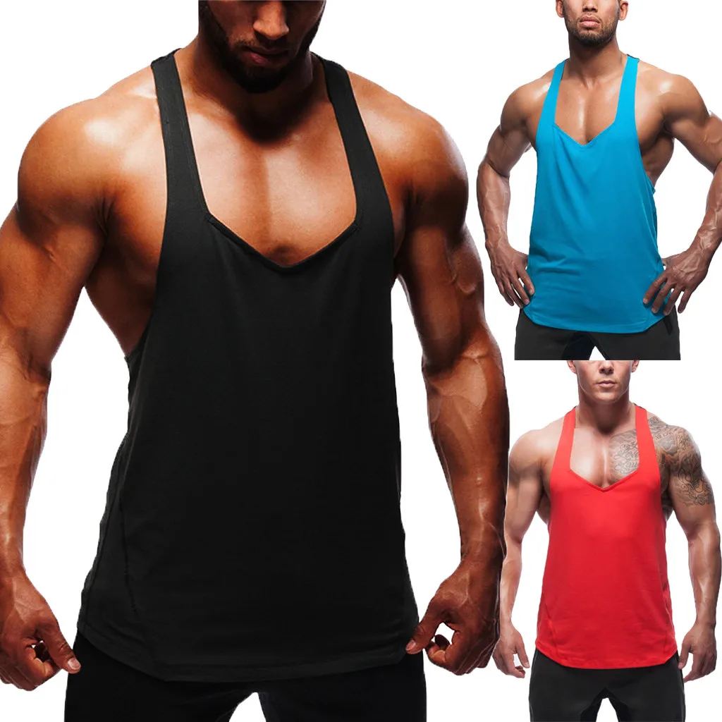 

Mens Vest Sleeveless Casual Sport Tank Tops bodybuilding singlet muscle shirt stringer fitness clothing camiseta tirantes 2019