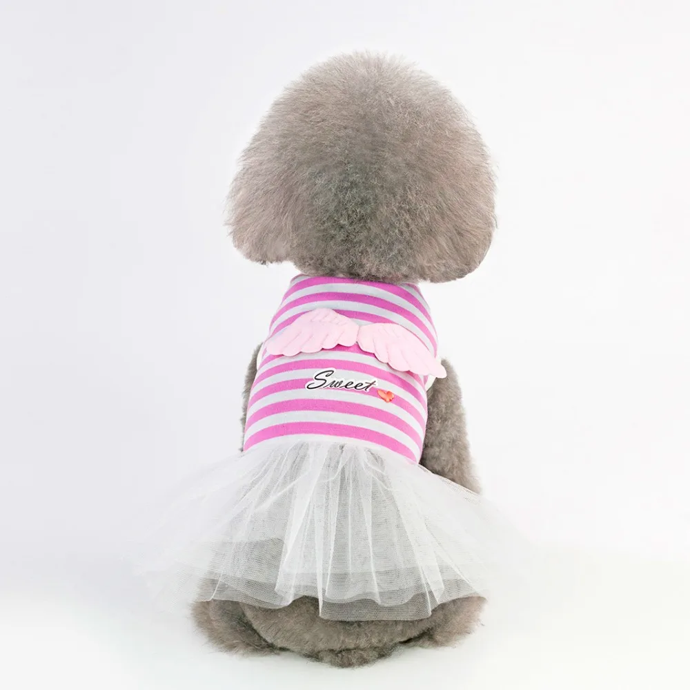 

Puppy Dog Dress Thin Cute Striped Angel Princess Skirt for Small Dogs Cats for Summer Pet Apparel Free Shipping Drop Ship