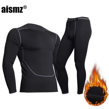 Aismz Thermal Underwear For Men Male Thermo Clothes Long Johns Sets Thermal Tights Winter Long Compression