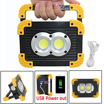 

Rechargeable 20W 2x COB LED Flashlight Work Light lantern Flood Light 4 Mode USB Power Out For Camping Tent lamp Outdoor