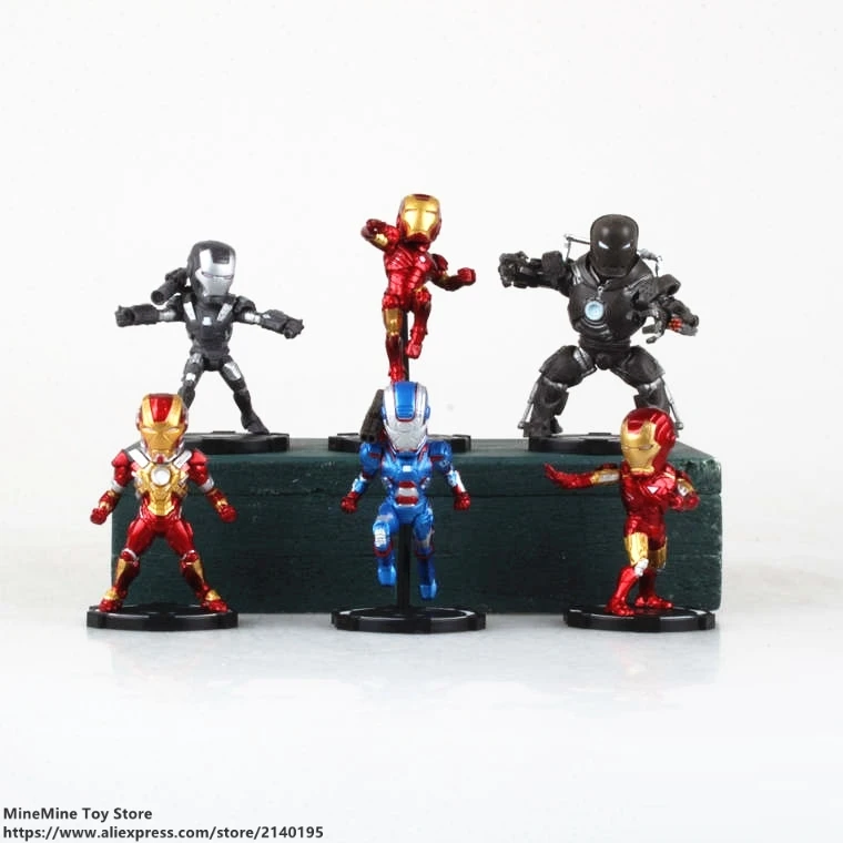 

ZXZ Marvel Avengers 6pcs/set Iron Man 8cm Action Figure Anime Mini Decoration Collection Figurine Toy model for children gift