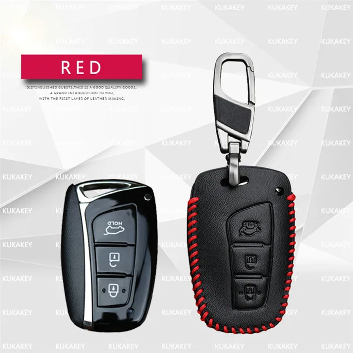 Для hyundai Santa Fe 2013 автомобильный Стайлинг авто ключ чехол из натуральной кожи пульт дистанционного ключа чехол для hyundai Grand Santa Fe Аксессуары - Название цвета: red 3 for Hyundai