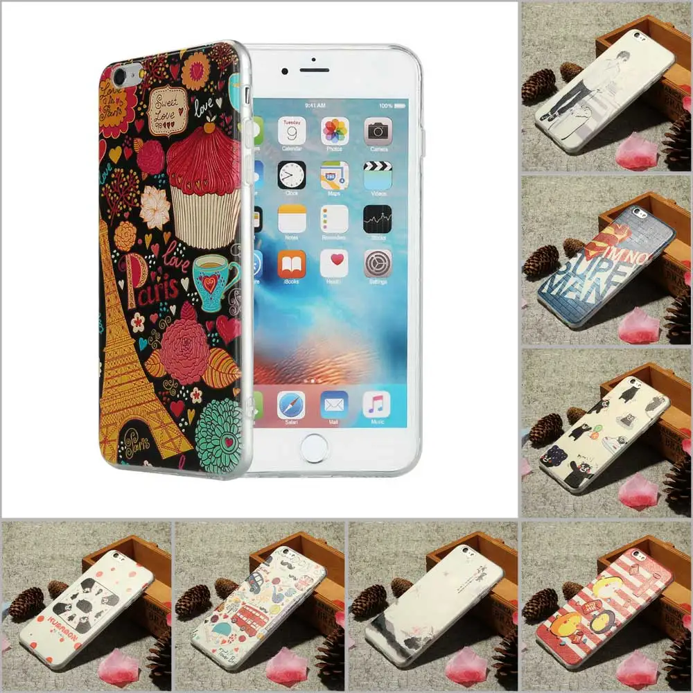 Hot Cartoon Pattern Case For Iphone 7 With 3D Relief Printing Stereo feeling a Free gifts Fitted |