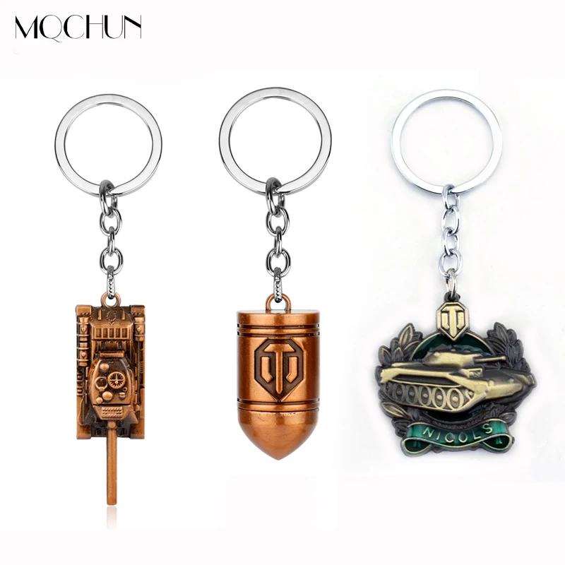 

MQCHUN Popular Game WOT World Of Tanks Fashion Tank Pendant Keychain Woman Bag Charms Keyring Chain Man Souvenirs Gift Jewelry