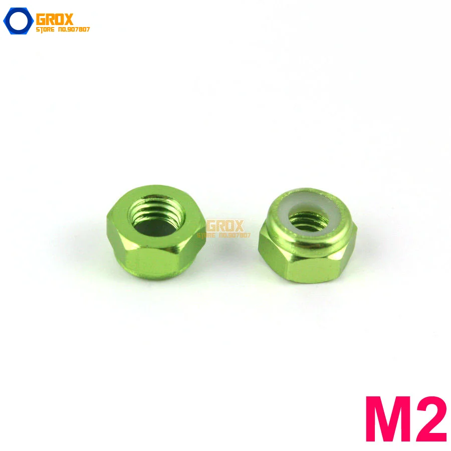 Aluminum Alloy Anodized Green M2-M8 Hexagon Hex Nyloc Nylon Insert Locking Nuts 