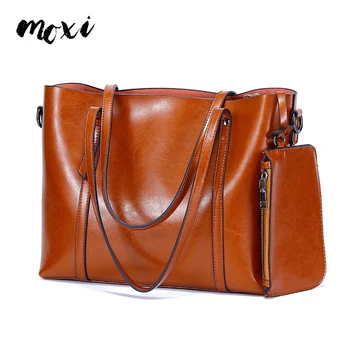 

Moxi Luxury Womens Bucket Handbags With Phone Pocket Oil Wax Genuine Leather Shoulder Bags Ladies Handbags Fashion Women Bags