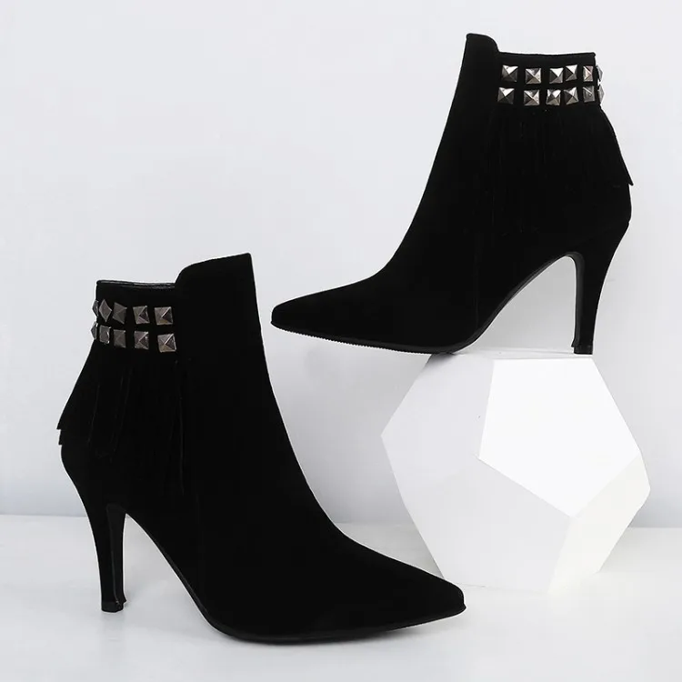 

Big Size 9 10 11-15 boots women shoes ankle boots for women ladies boots Lime-fringed side zipper