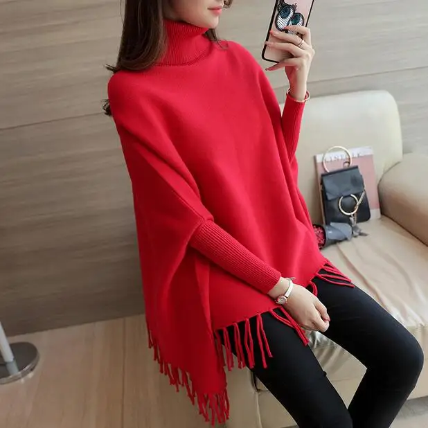 Кашемировый свитер женский плащ стильный длинный рукав Flmale одежда Свободный Повседневный рукав летучая мышь удобные пуловеры LJ0730 - Цвет: Красный