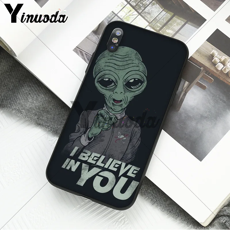 Yinuoda Alien Believe UFO ET cute Emoji Soft Rubber black Phone Case for iPhone X XS MAX 6 6S 7 7plus 8 8Plus 5 5S XR Yinuoda Alien Believe UFO ET cute Emoji Soft Rubber black Phone Case for iPhone X XS MAX 6 6S 7 7plus 8 8Plus 5 5S XR