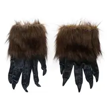 1 пара перчатки "Волк" Хэллоуин личина, маска животного набор оборотень Маскарад волк(Размер: L, цвет: черный